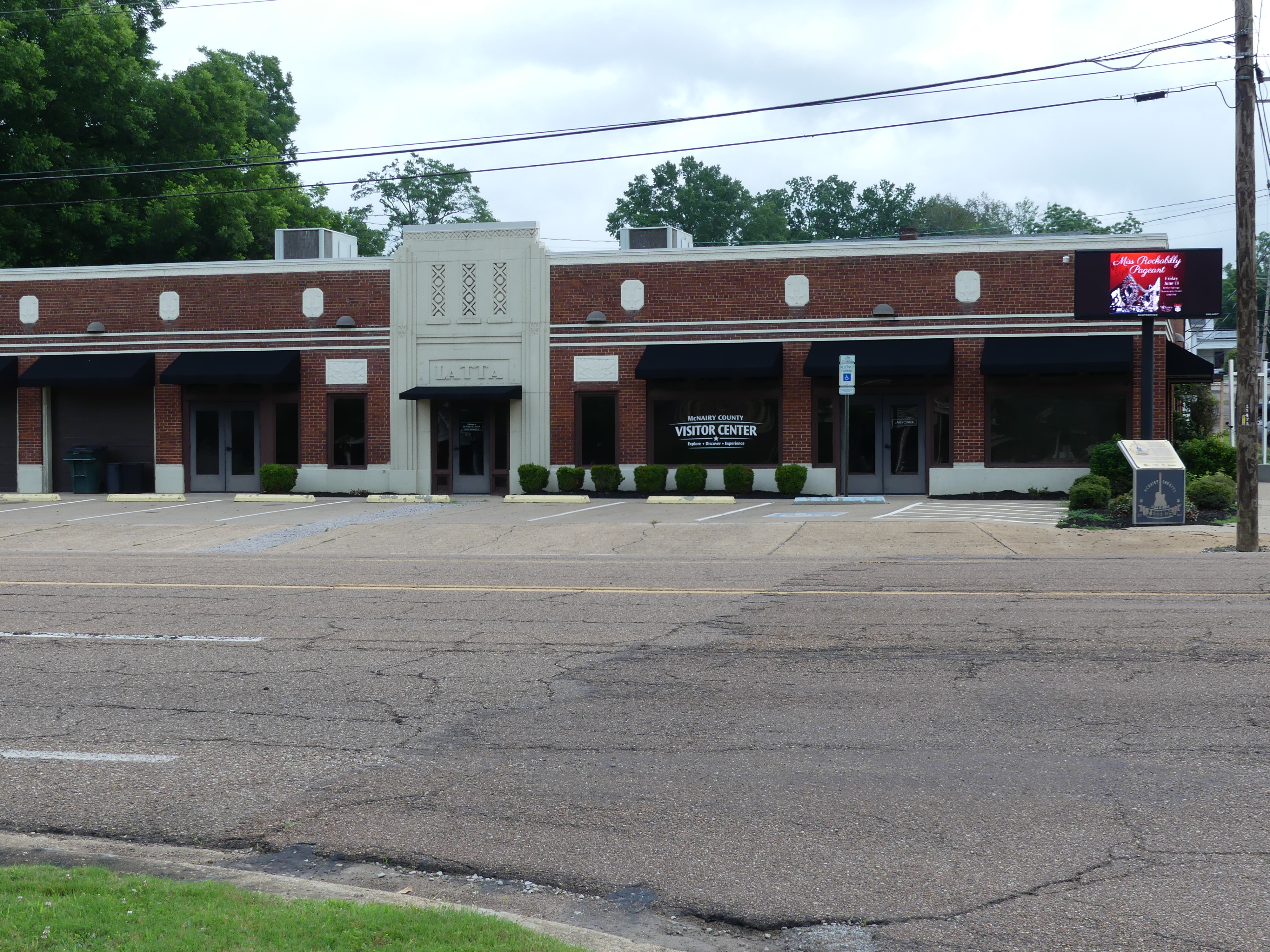 McNairy County Visitor Center, Latta Building with new window signage