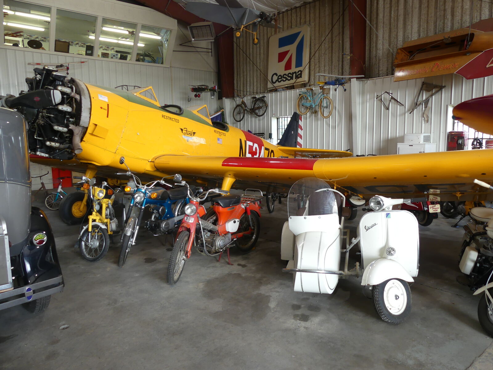 Vintage aircraft and motorcycles at the Robert Sibley Airport Museum